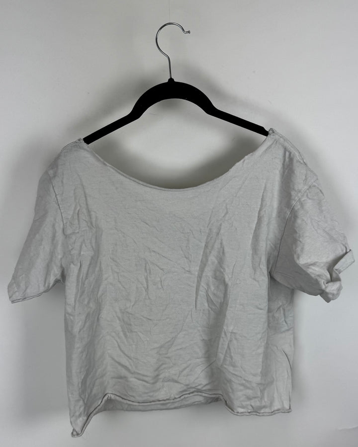 Black & White Sea Dogs Cropped Graphic Tee - Small