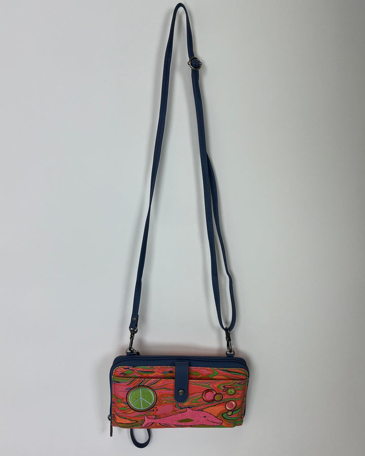 Bright Multicolor Dolphin Crossbody / Wristlet