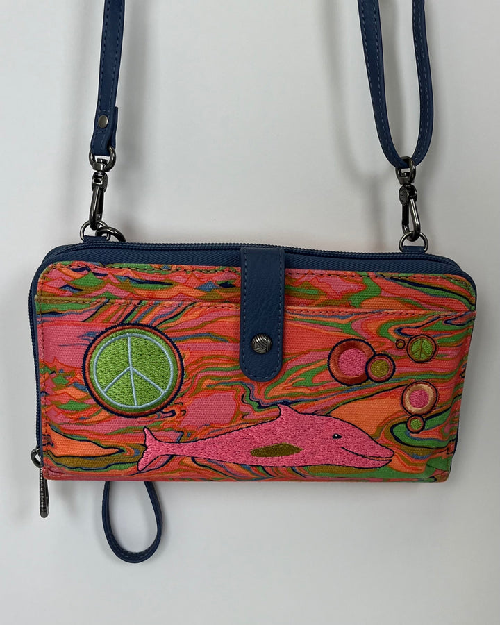 Bright Multicolor Dolphin Crossbody / Wristlet