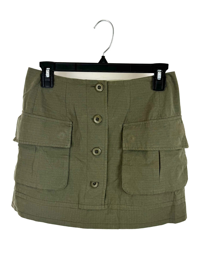 Nicole Miller Army Green Cargo Skirt - Small