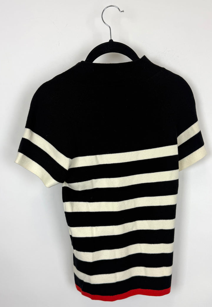 Black and White striped Knit Short-sleeve top - Size 4/6