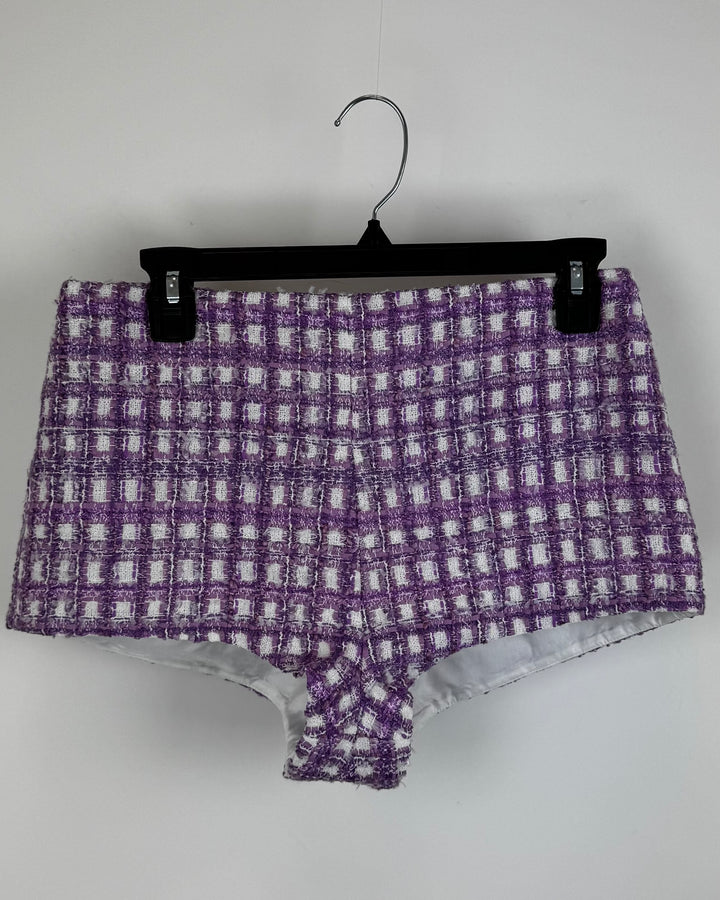 Majorelle Purple Plaid Mini Shorts - Small