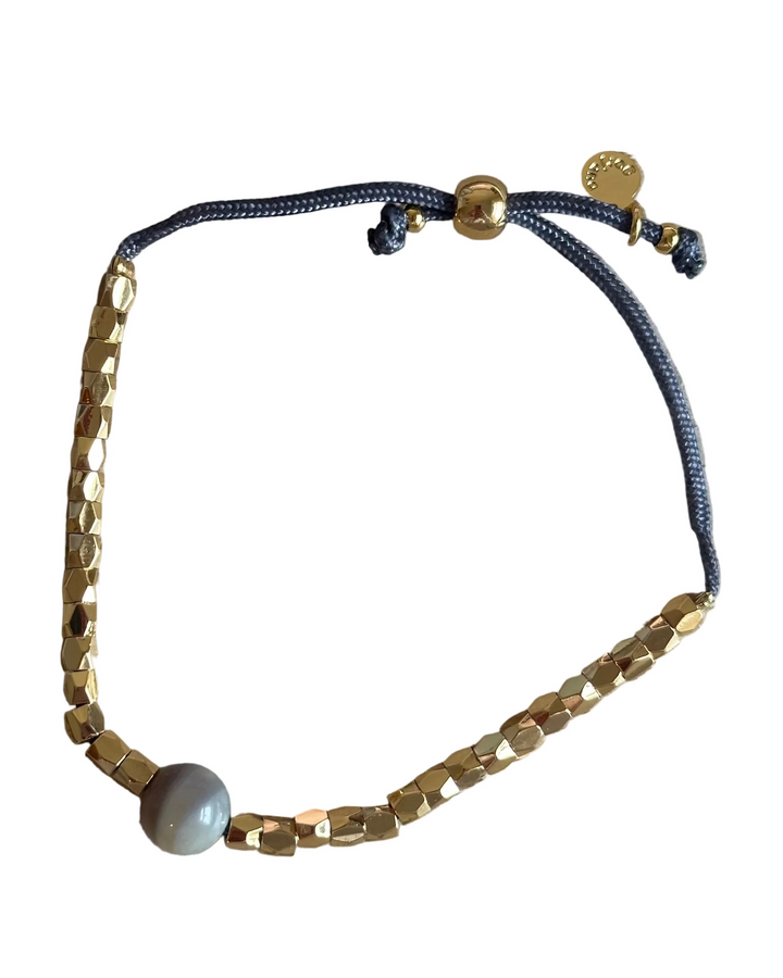 Dark Dusty Blue & Gold Bracelet