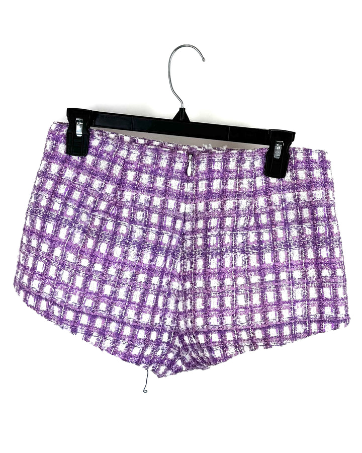 Majorelle Purple Plaid Mini Shorts - Small