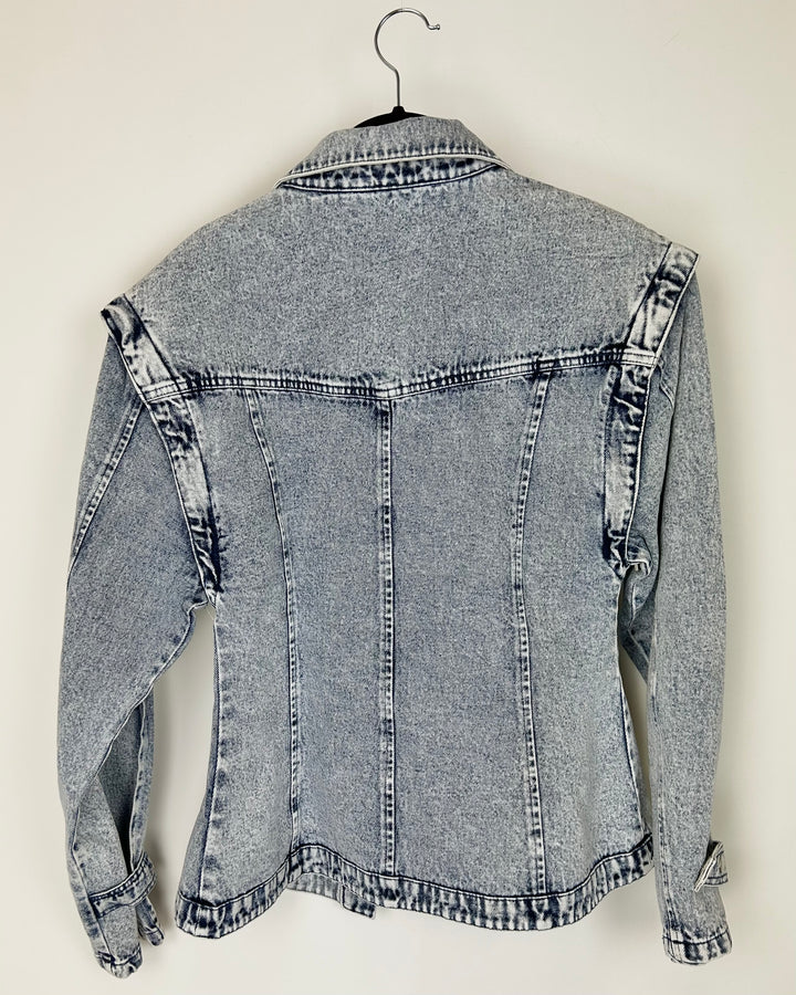 Acid Wash Denim Jacket With Removable Sleeves - Size 4-6