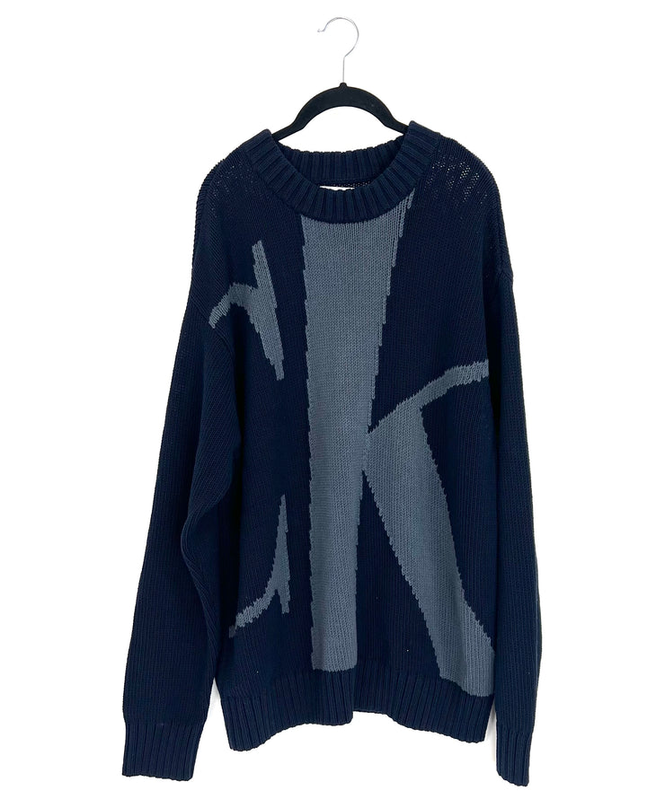 MENS Navy Blue Oversized Sweater - Medium