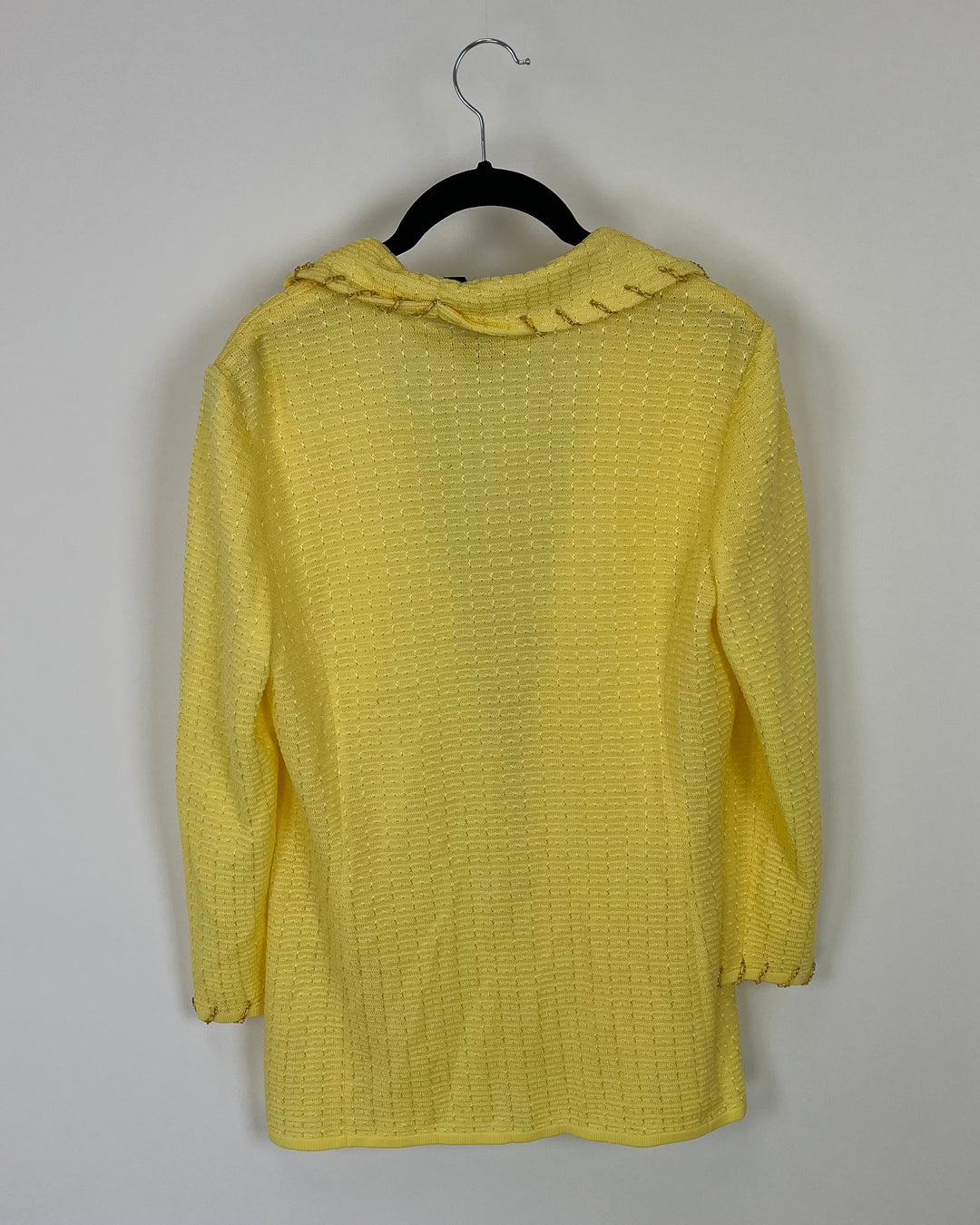 Yellow Cardigan with Gold Chain Trim - Size 2/4