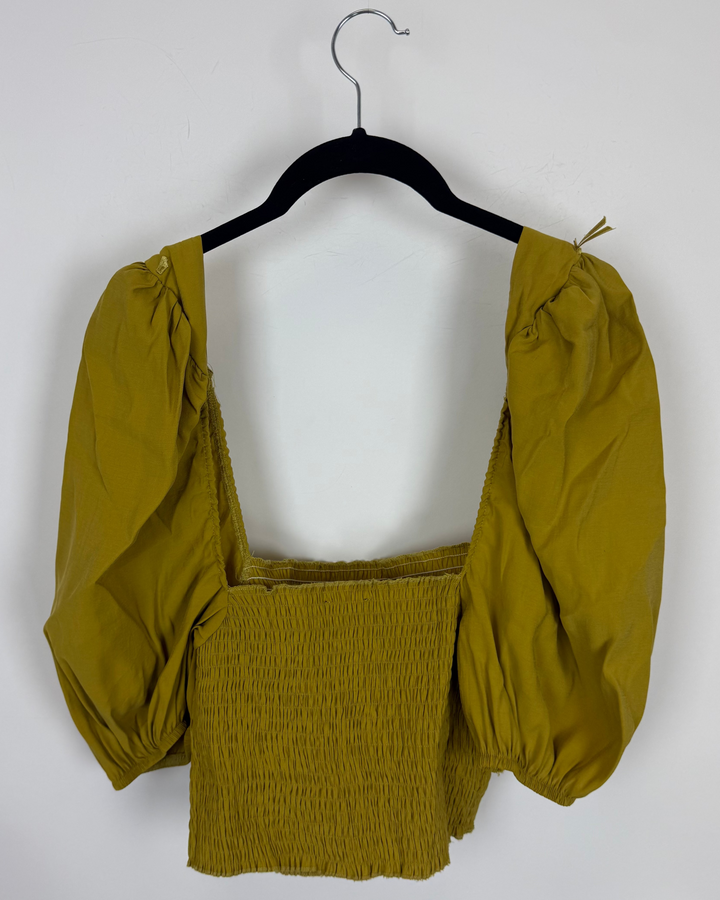 Burnt yellow puff sleeve crop top - 4/6