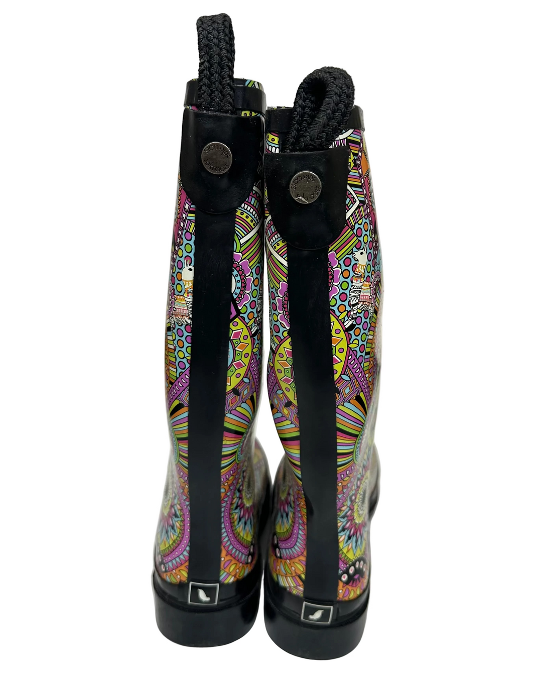 Tall Multicolor Abstract Paisley Rainboot - Size 10