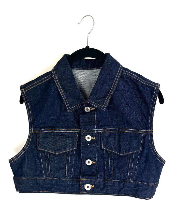 Slvrlake Cropped Denim Trucker Vest - Small