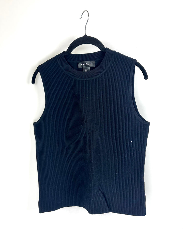Bailey/44 Sleeveless Ribbed Black Top - Medium