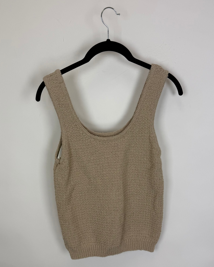 Crochet Beige Brown Sweater Tank - Size 2/4