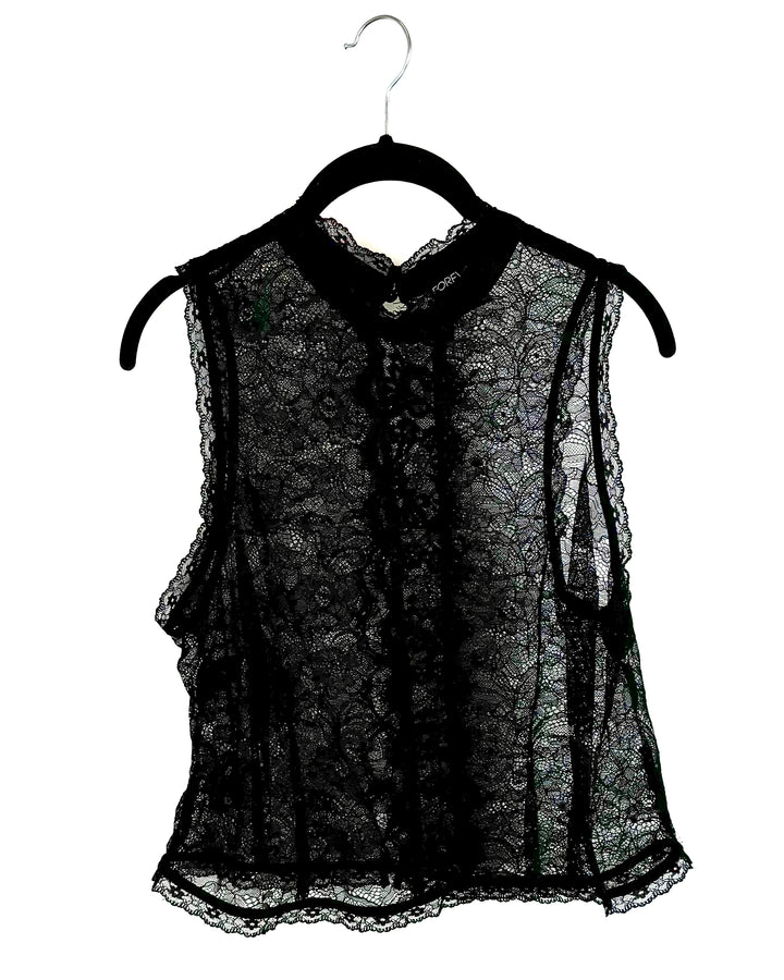 Forever 21 Black Lace Overlay Tank - Size 1X