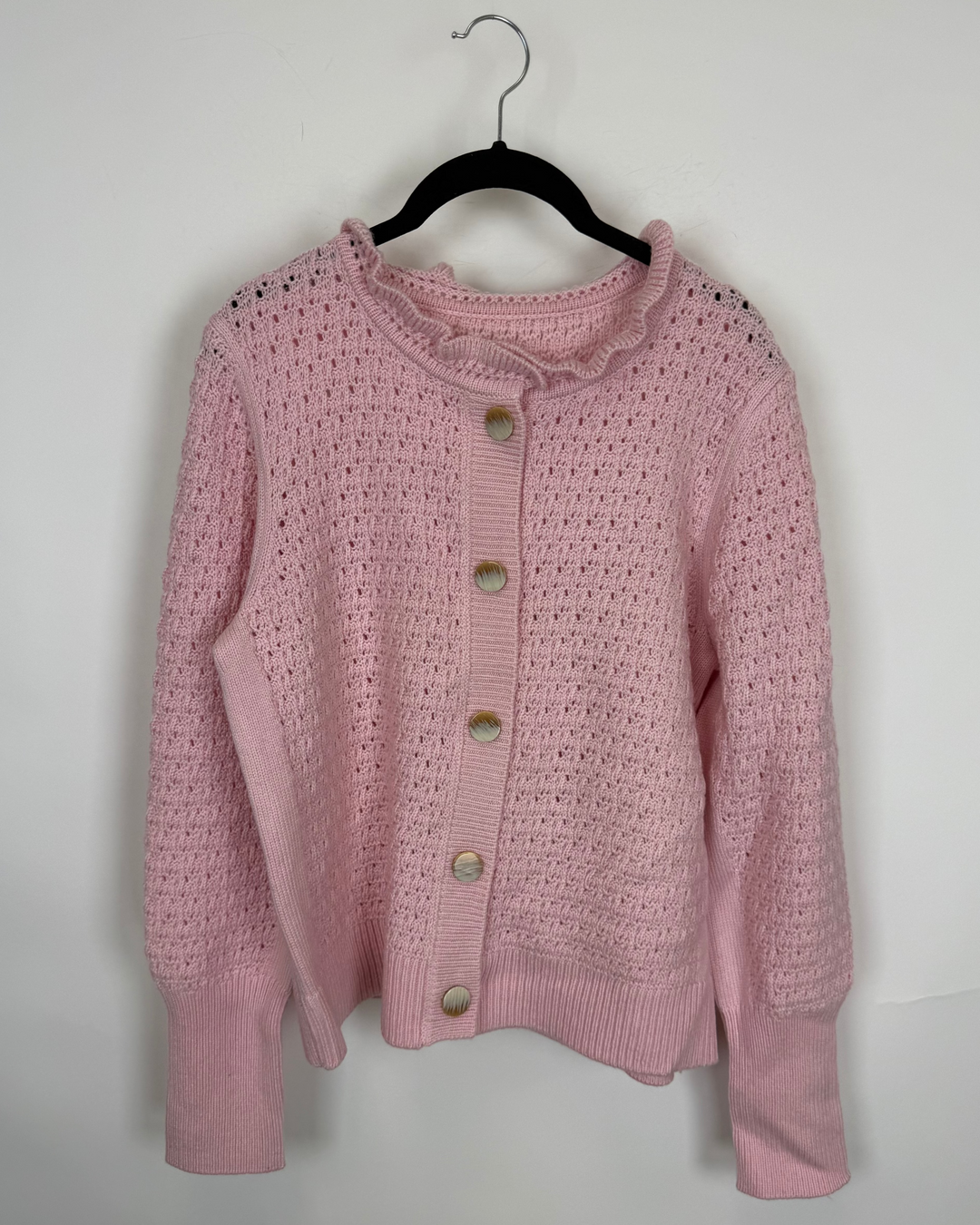 Pink knit button up sweater - 4/6