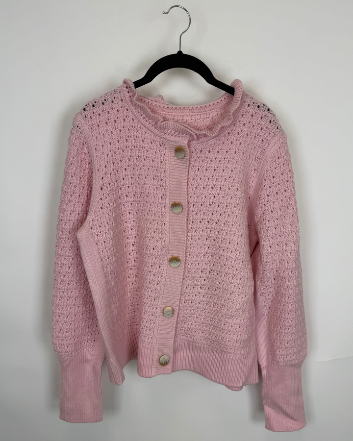 Pink knit button up sweater - 4/6