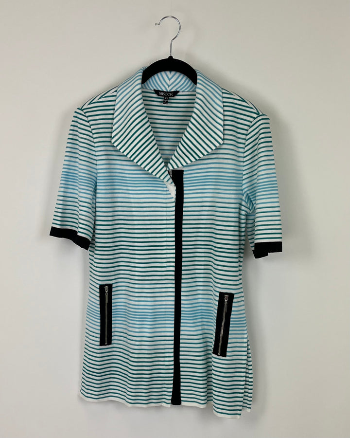 Striped Zip Up Top - Size 2/4