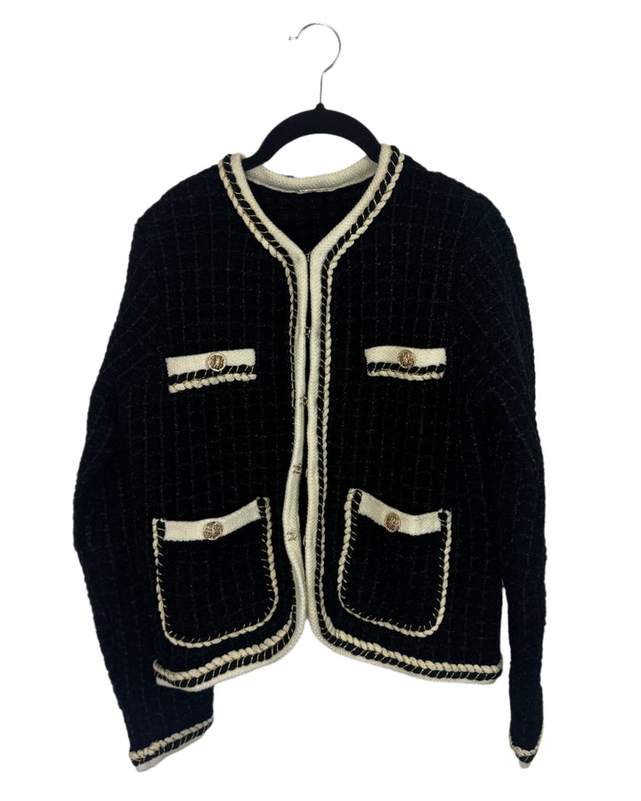 Elie Tahari Black Tweed Jacket - Small