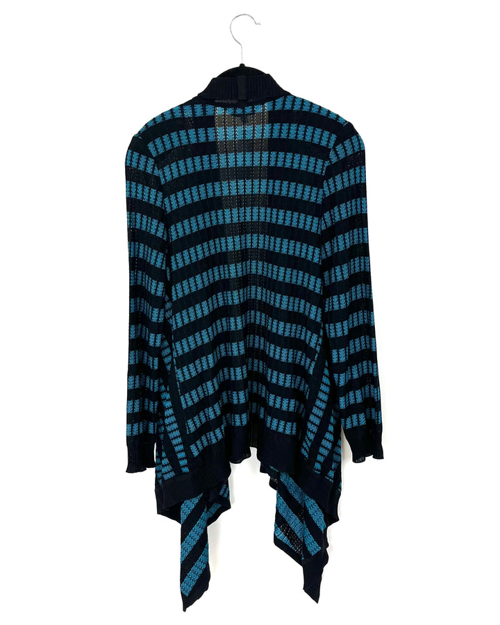 Blue And Black Sheer Knit Cardigan - Size 2-4