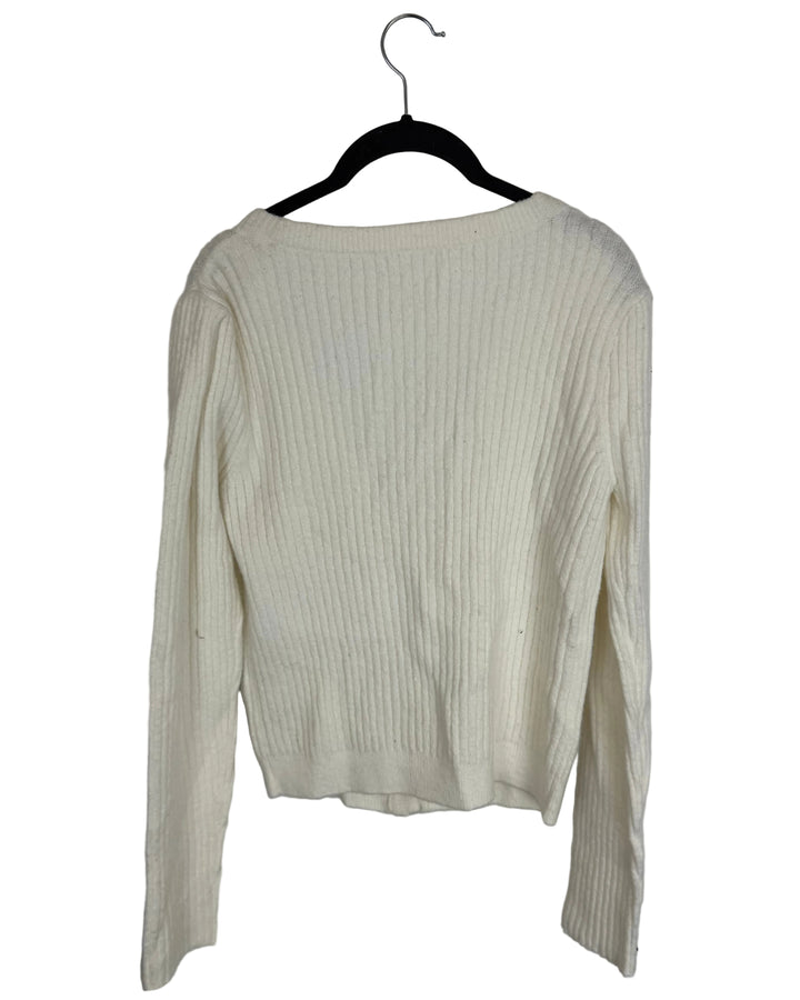 White Sweater with Silver Studded Buttons- Size 4/6
