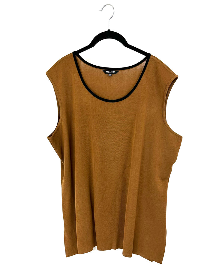 Brown And Black Knit Tank Top - 24W-26W