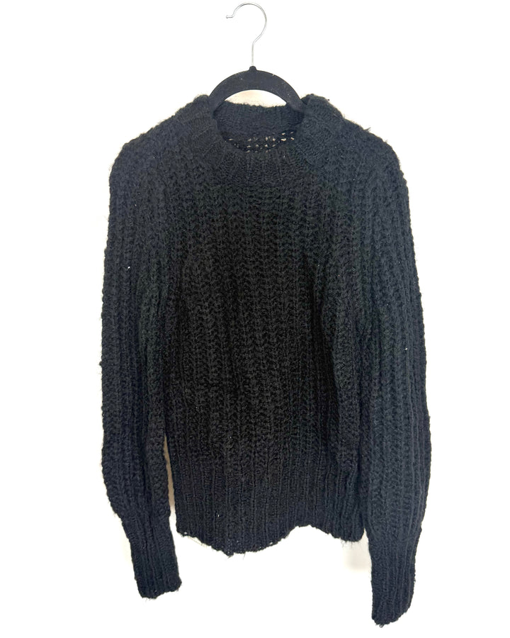 Black Chunky Textured Knit Sweater - Size 2/4