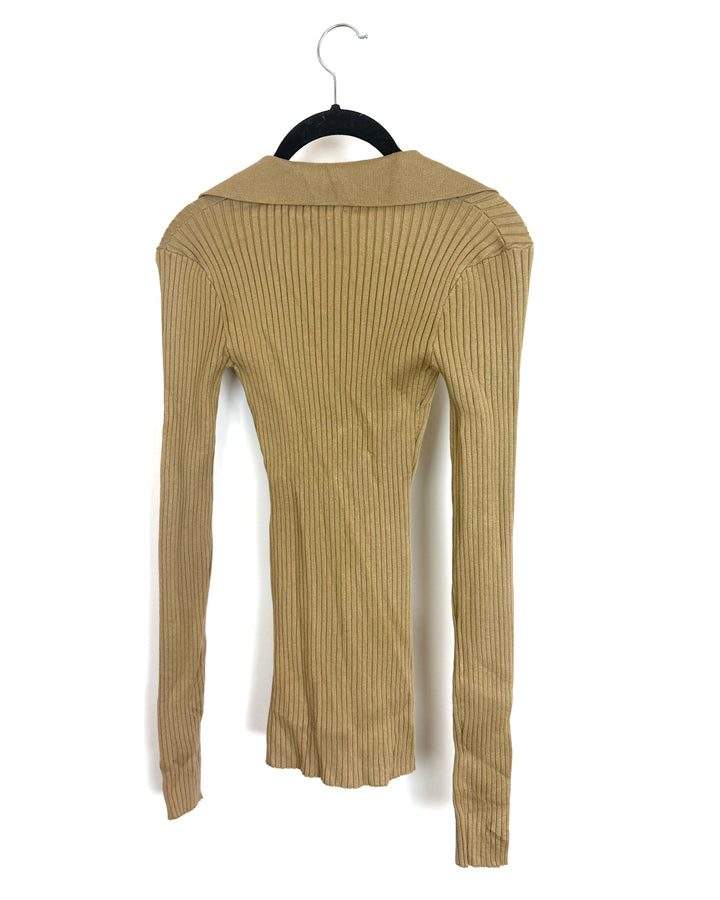 Sandy Brown Collared Sweater - Size 00/0