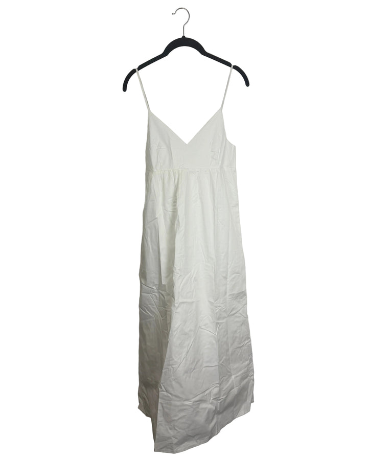White V-Neck Long Dress - Size 00/0