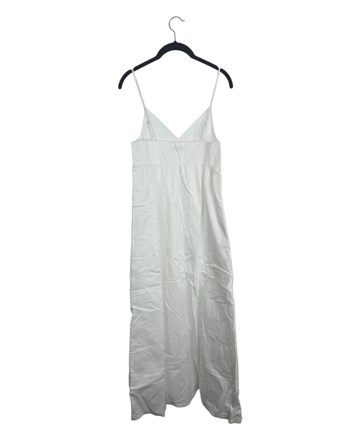 White V-Neck Long Dress - Size 00/0