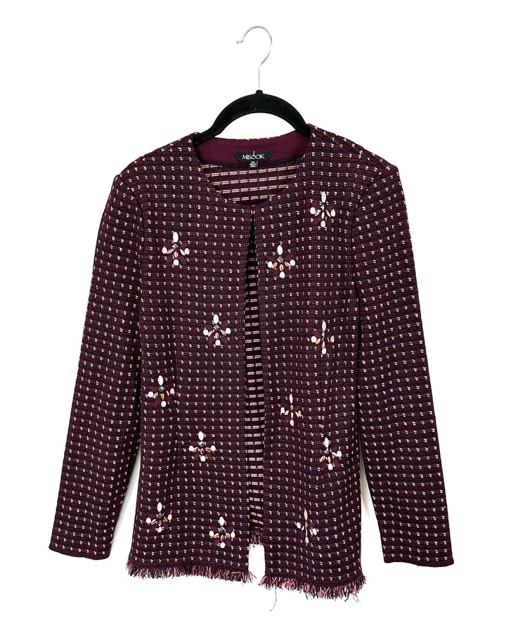 Deep Maroon And Pink Jacket - Size 0-2