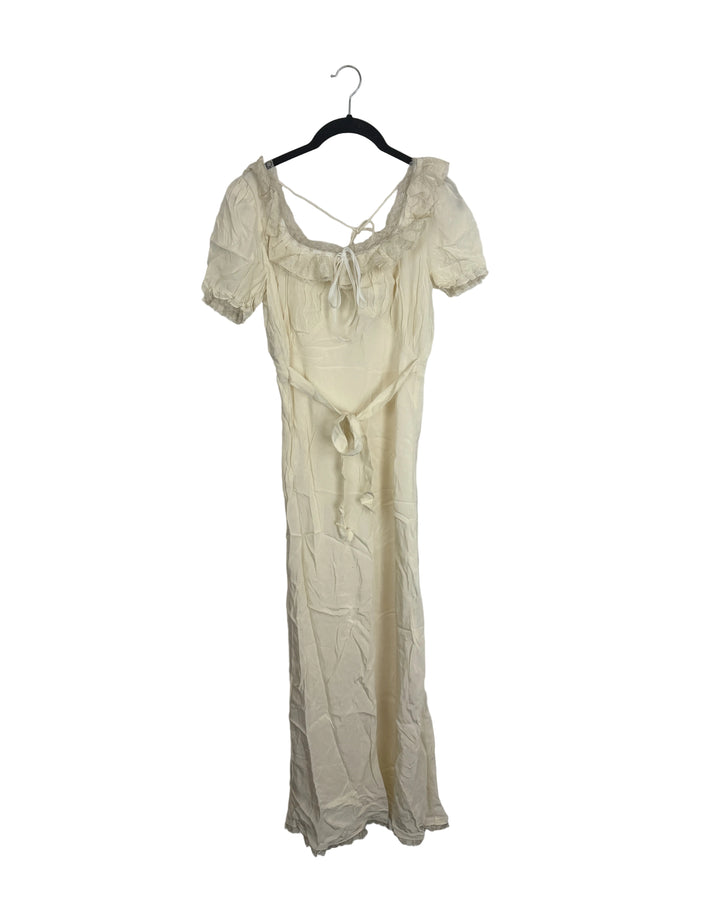 Beige Lace Dress with Tie at Waist- Size 0/2