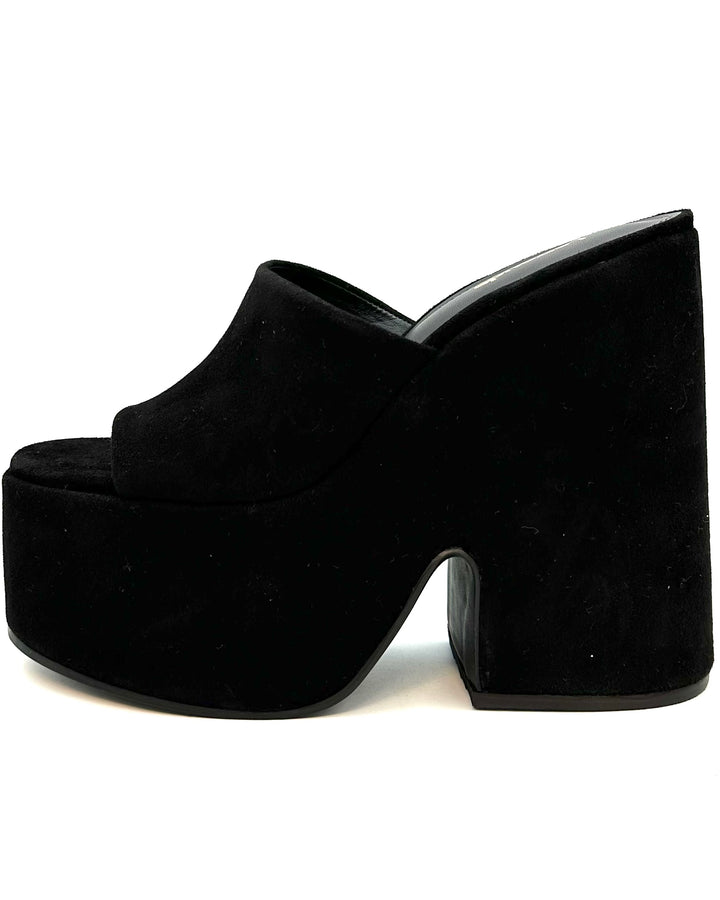Obsidian Black Suede Platform Sandal - Size 6