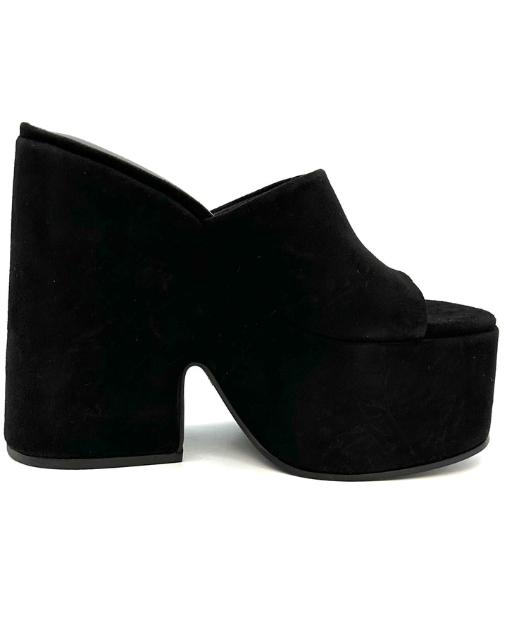 Obsidian Black Suede Platform Sandal - Size 6