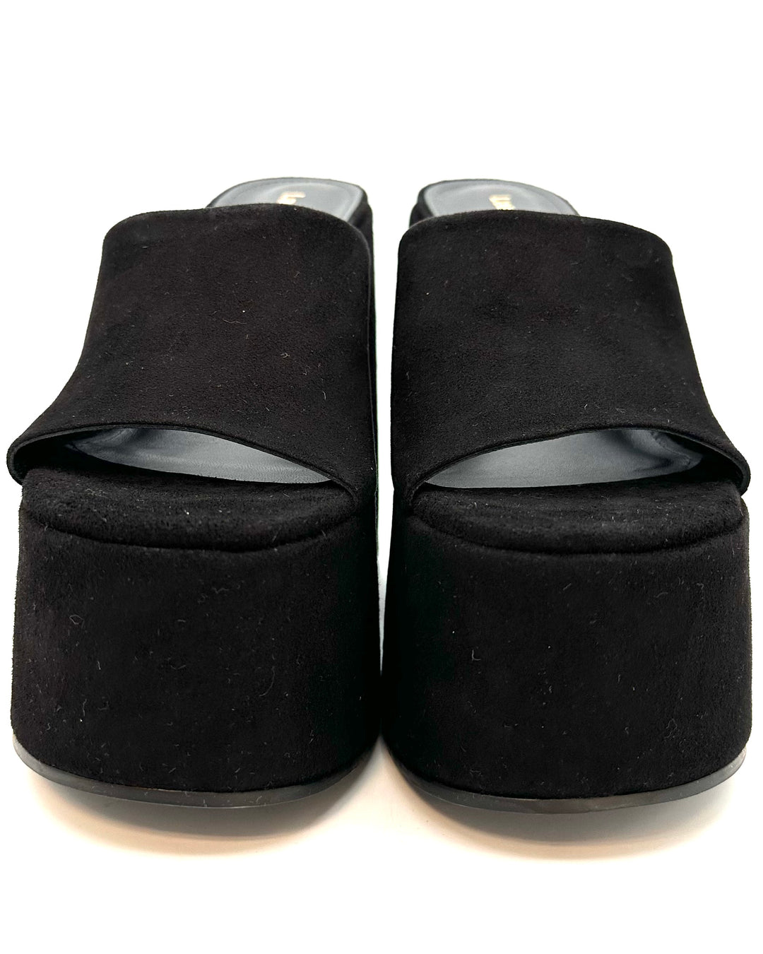 Obsidian Black Suede Platform Sandal - Size 6