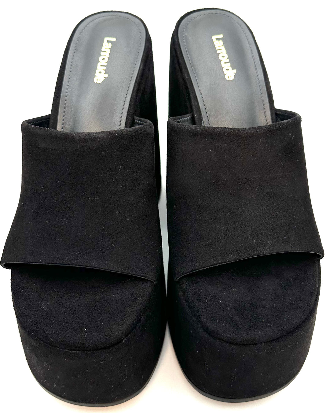 Obsidian Black Suede Platform Sandal - Size 6