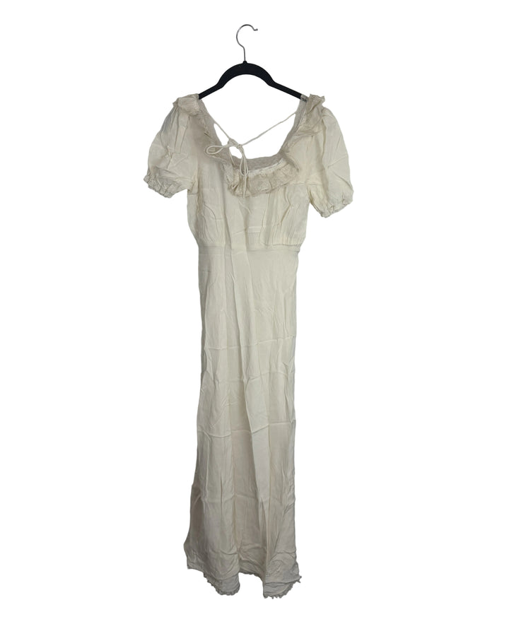 Beige Lace Dress with Tie at Waist- Size 0/2