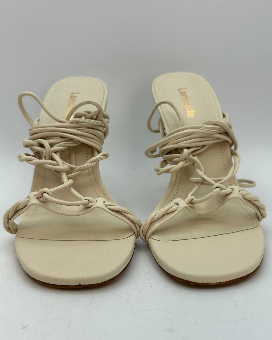 Cream White Leather Braided Heel - Size 5