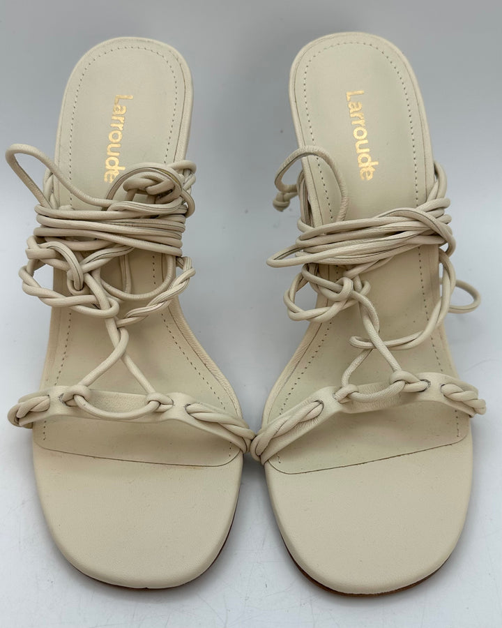 Cream White Leather Braided Heel - Size 5