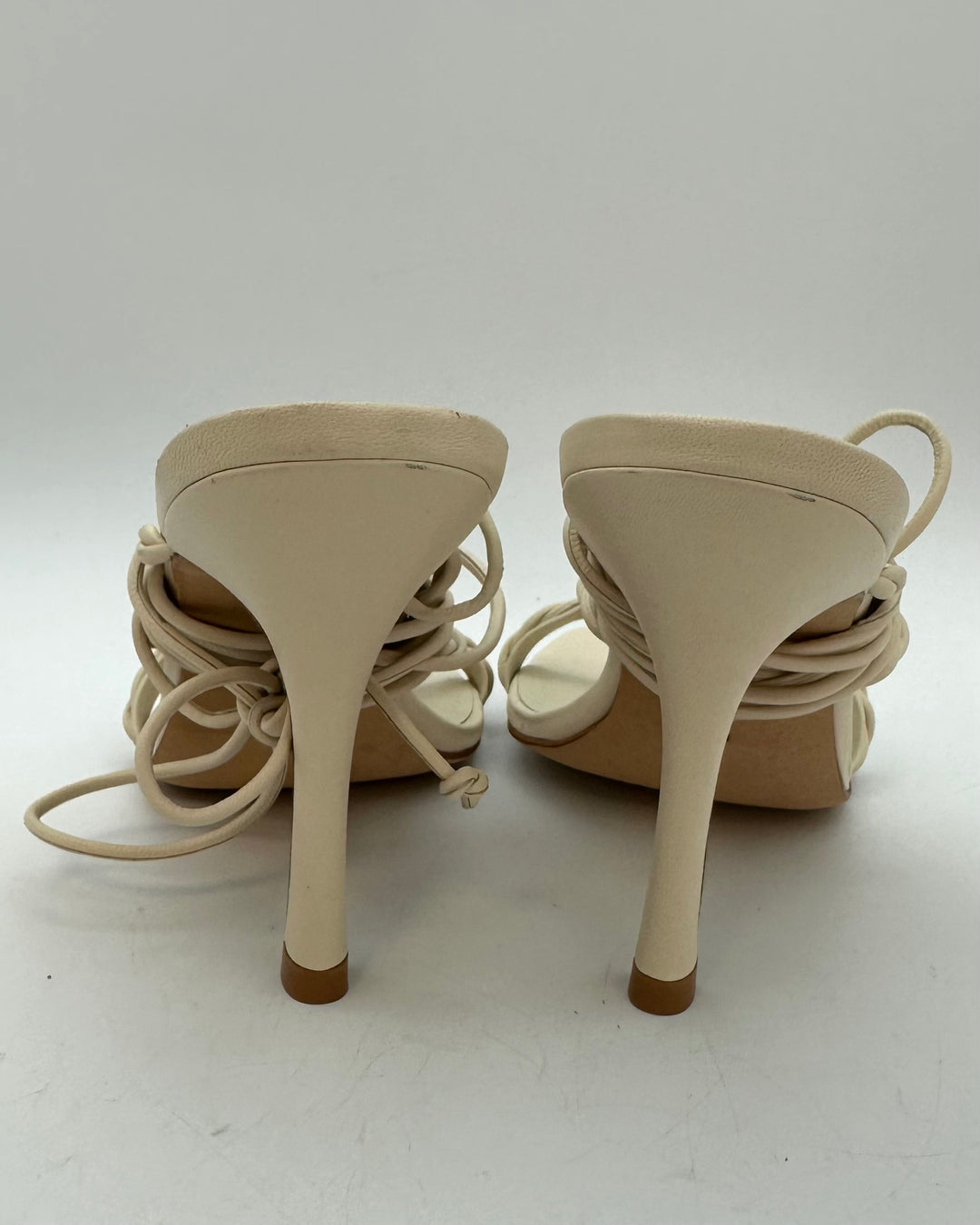 Cream White Leather Braided Heel - Size 5