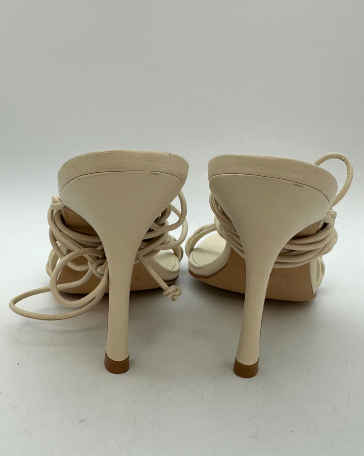 Cream White Leather Braided Heel - Size 5