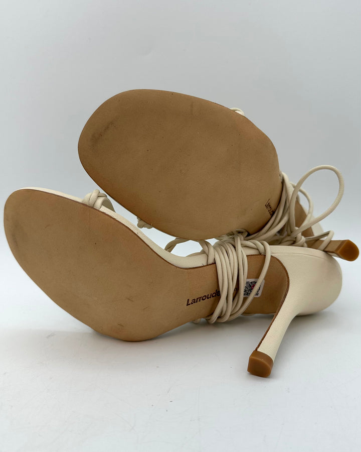 Cream White Leather Braided Heel - Size 5