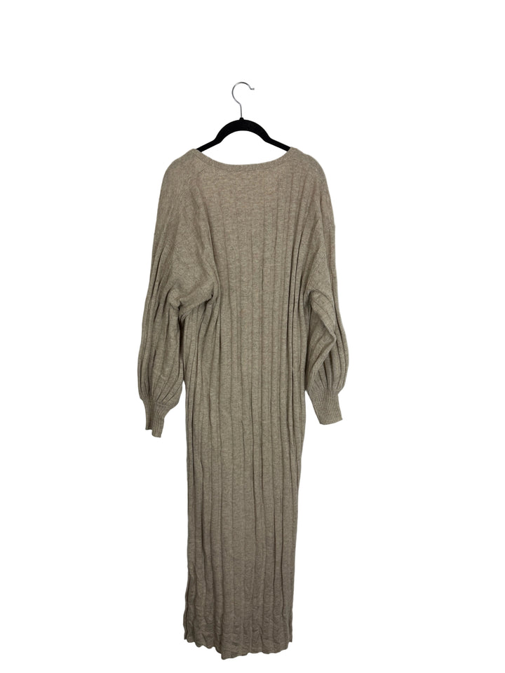 Tan Knit Long Sleeve Dress - Size 12/14