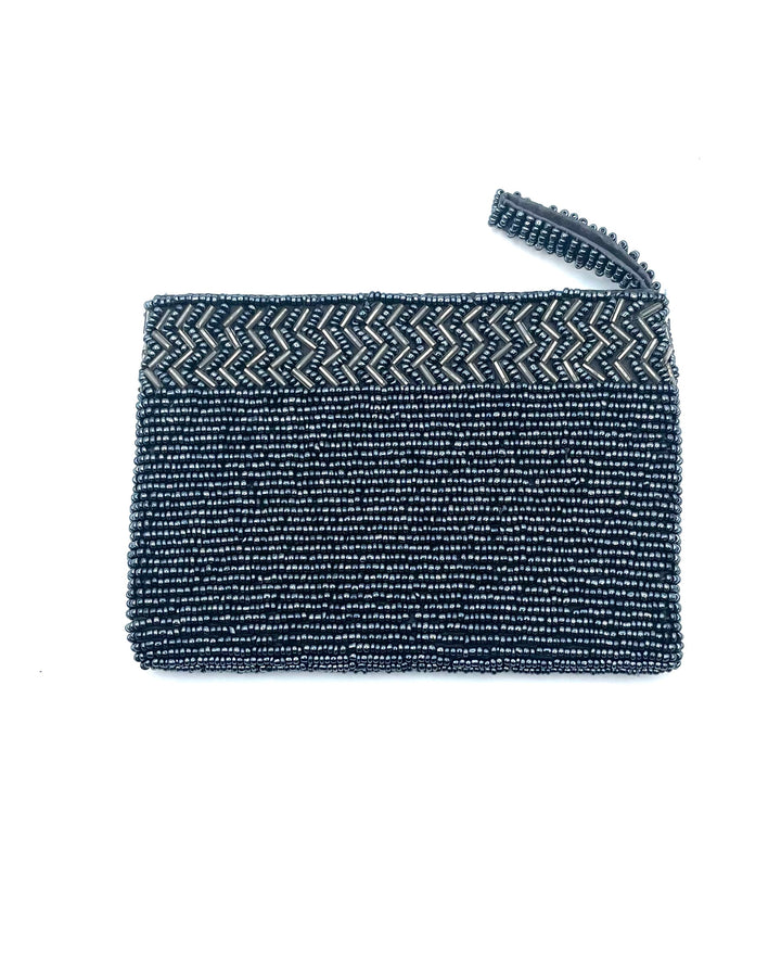Navy Beaded Coin Pouch