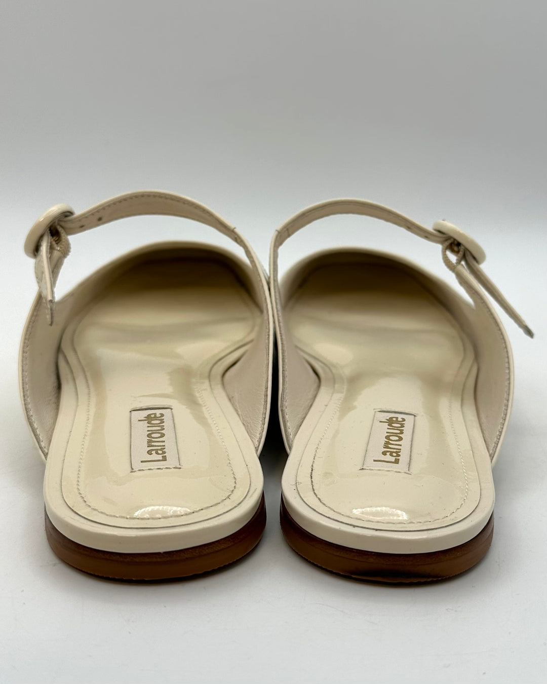 Ivory White Patent Leather Flat Mule - Size 9