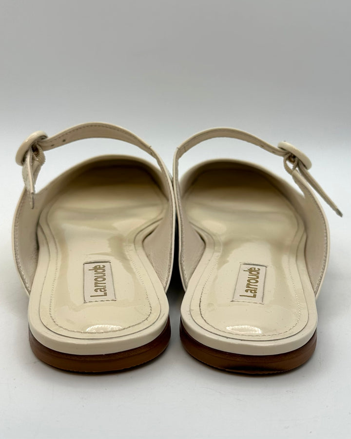 Ivory White Patent Leather Flat Mule - Size 9