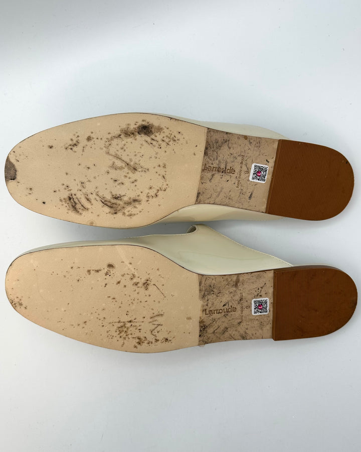 Ivory White Patent Leather Flat Mule - Size 9