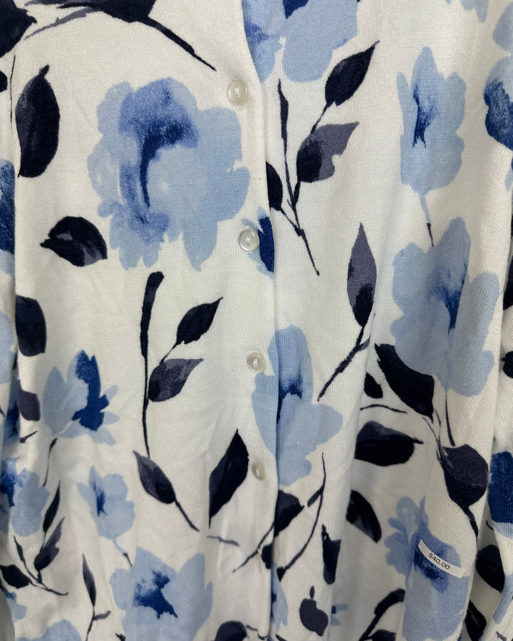 Blue Floral Cardigan - Size 10-12