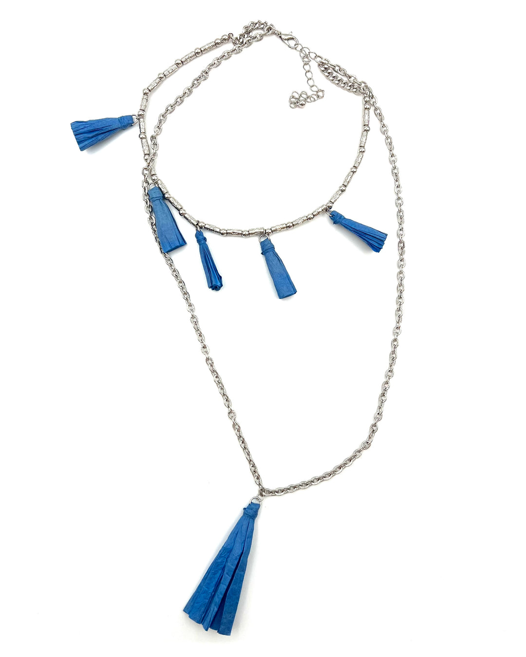 Blue Tassel Layered Necklace
