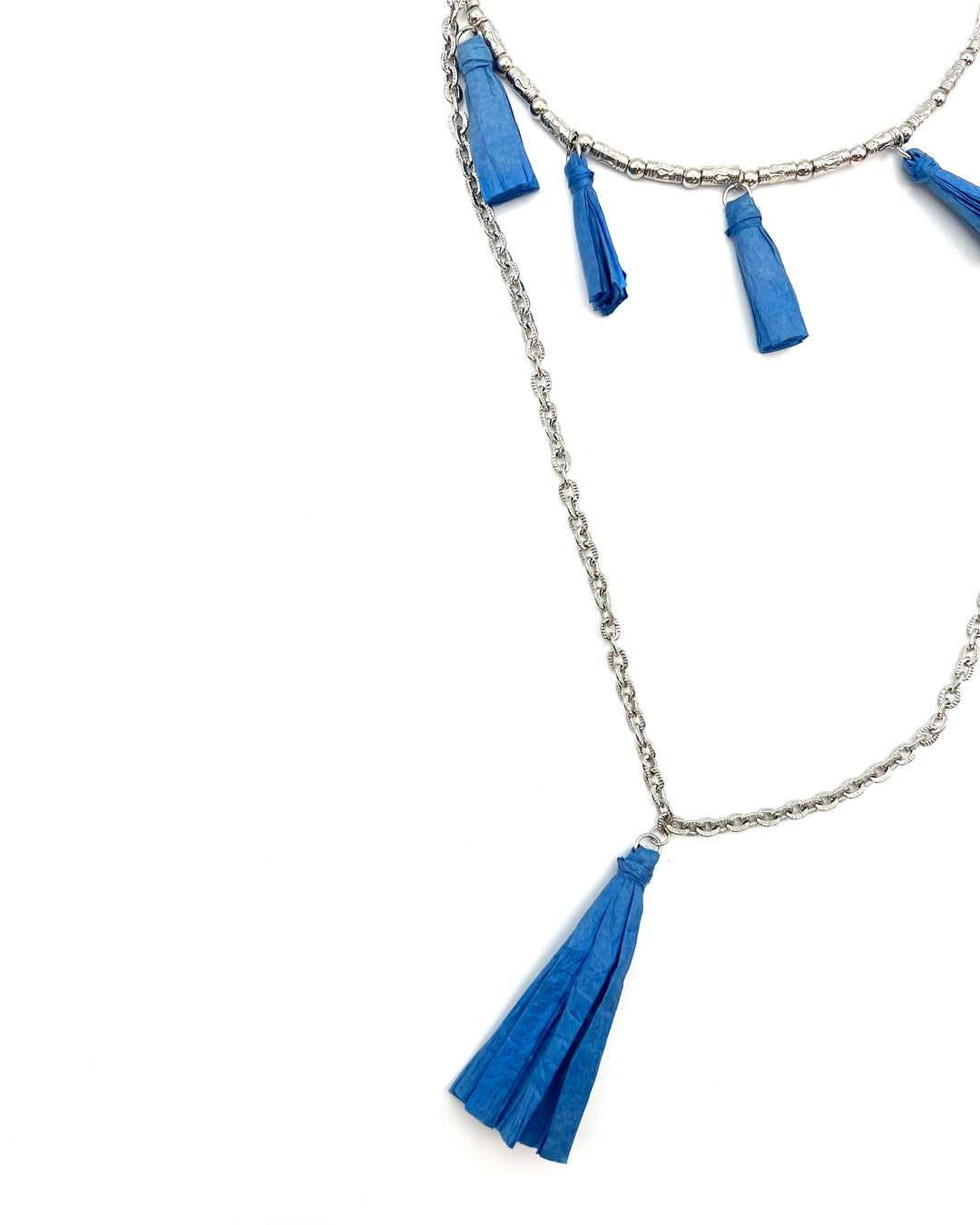 Blue Tassel Layered Necklace