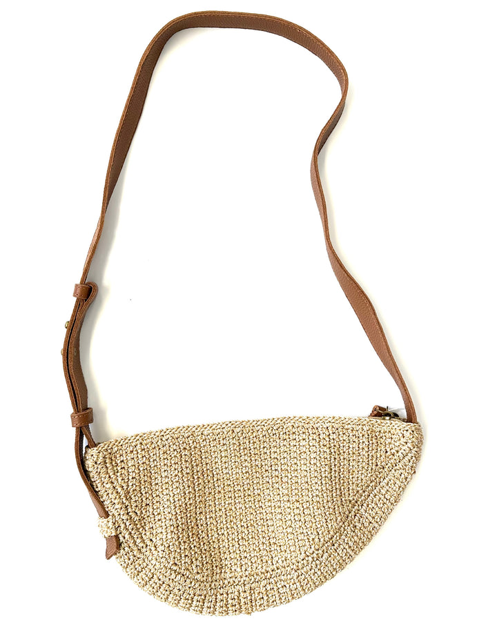 Fawn Brown Crochet Crescent Bag