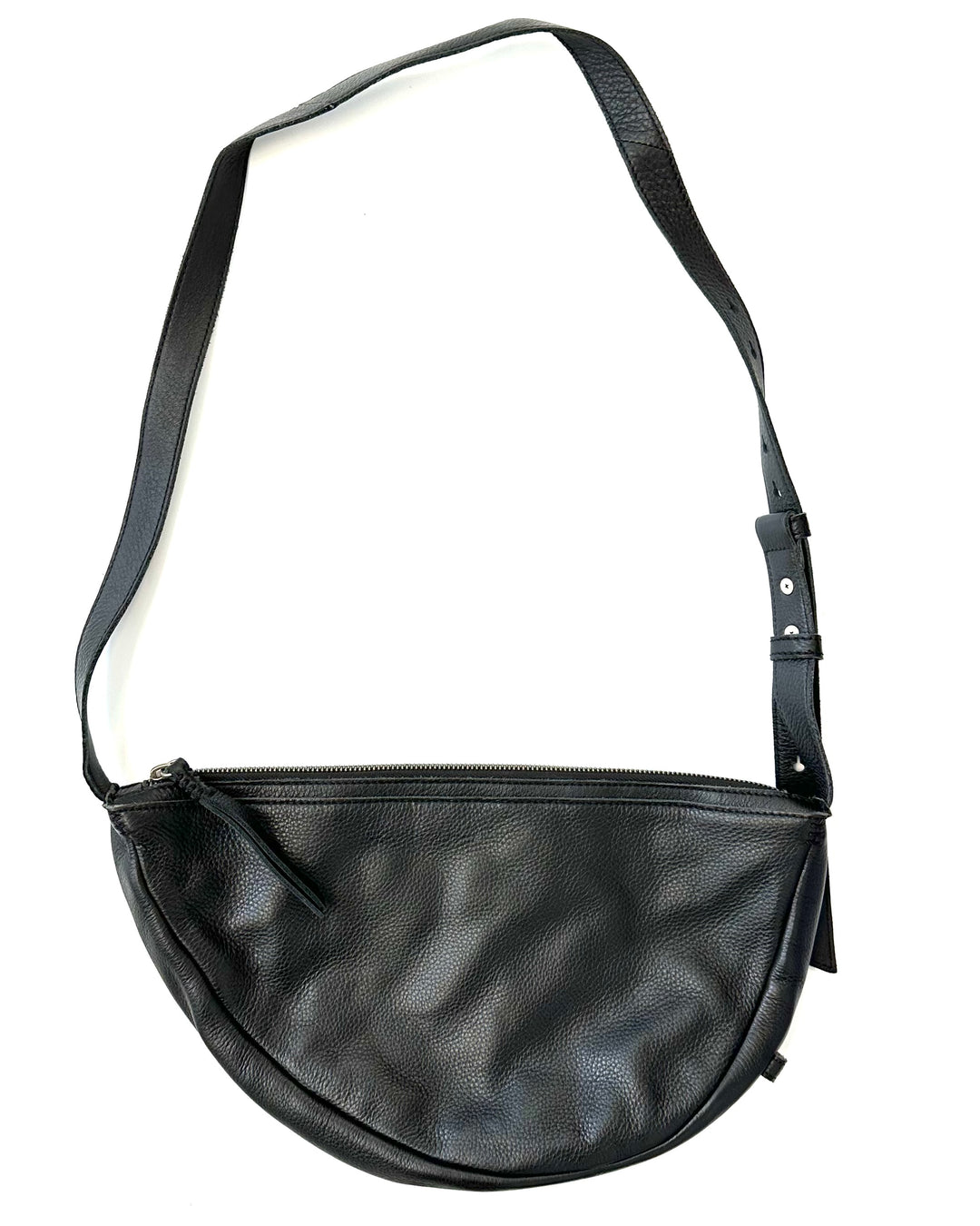 Black Leather Crescent Bag